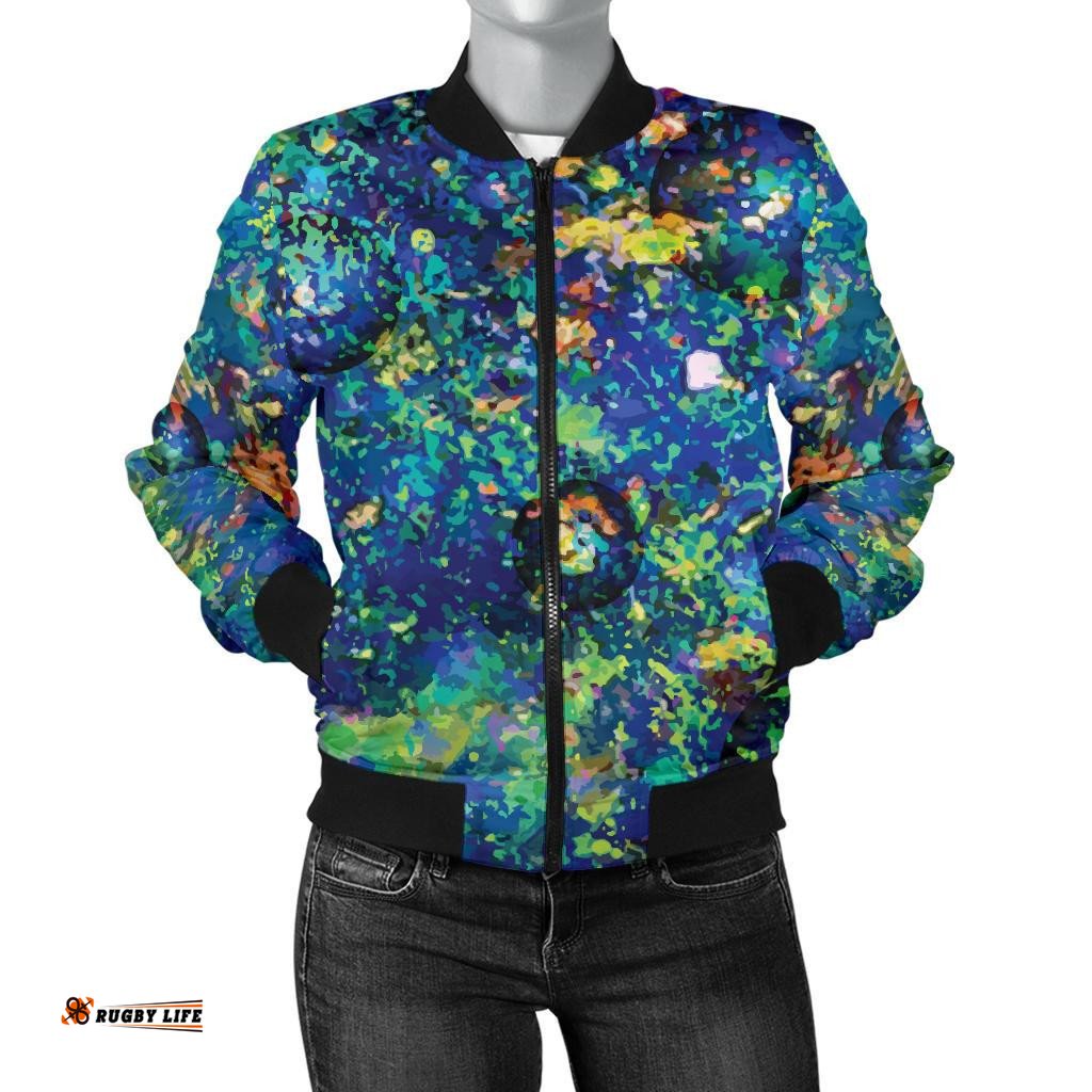 Australia Bomber Jacket - Opal Gemstone Jacket Art Colors - Women
