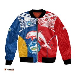 NRL Dolphins Combine Parra Eels Bomber Jacket Sporty Style