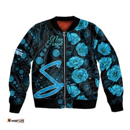 Strikers Cricket Never Forget Custom Bomber Jacket ANZAC Day with Poppy Aboriginal