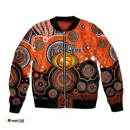 Custom Text And Number Perth Scorchers BBL Bomber Jacket Aboriginal Patterns