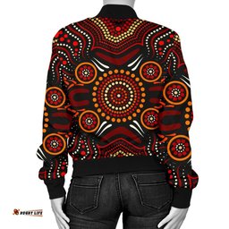 Aboriginal Personalised Women's Bomber Jacket - Aboriginal Boomerangs With Dot Painting Pattern
