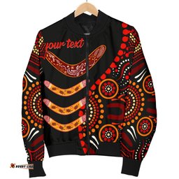 Aboriginal Personalised Women's Bomber Jacket - Aboriginal Boomerangs With Dot Painting Pattern