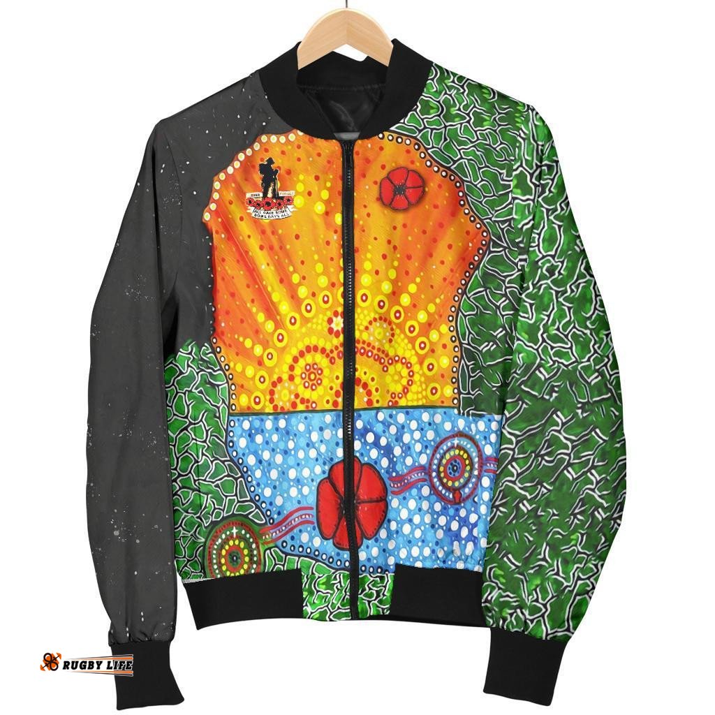 Anzac Day Men Bomber Jacket - Lest We Forget Poppy