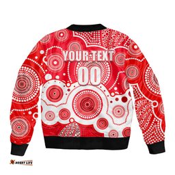 Custom Personalised And Number Swans AFL Bomber Jacket Aboriginal Patterns