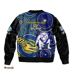 Bulldogs Mix Parramatta Eels Rugby Bomber Jacket Aboriginal Version