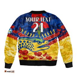 Custom Text And Number Eels Rugby ANZAC Bomber Jacket Lest We Forget