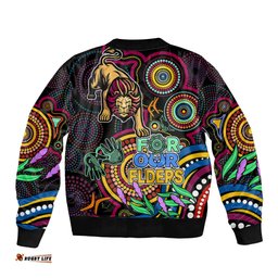 Lions Football Aboriginal Art Bomber Jacket NAIDOC Indigenous Tribal
