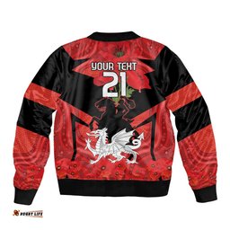 Custom Dragons Rugby ANZAC Bomber Jacket Gallipoli Soldier With Aboriginal Art