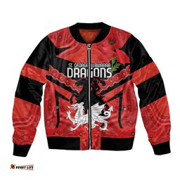 Custom Dragons Rugby ANZAC Bomber Jacket Gallipoli Soldier With Aboriginal Art