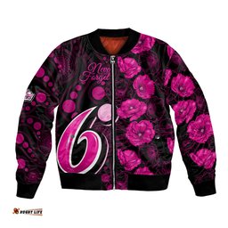 Sixers Cricket Never Forget Custom Bomber Jacket ANZAC Day with Poppy Aboriginal