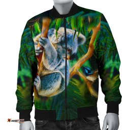 Men Bomber Jacket - 3D Koala Jacket - Koala Aussie Greeting