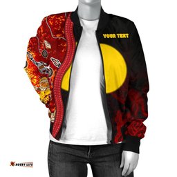 Custom Aboriginal Women's Bomber Jacket - Red Indigenous Flag