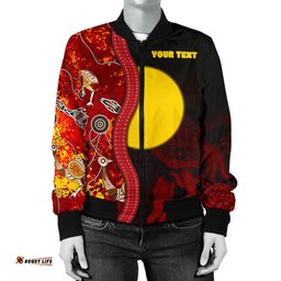 Custom Aboriginal Women's Bomber Jacket - Red Indigenous Flag