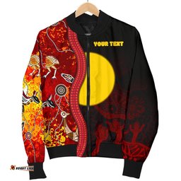 Custom Aboriginal Women's Bomber Jacket - Red Indigenous Flag