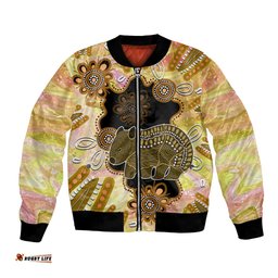 Australia Opal Wombat Bomber Jacket Aussie Aboriginal Art