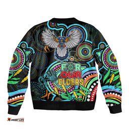 Magpies Football Aboriginal Art Bomber Jacket NAIDOC Indigenous Tribal