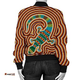 Aboriginal Women's Bomber Jacket, Lizard Dot Painting Patterns