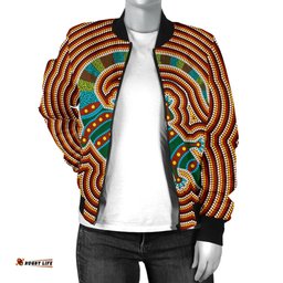 Aboriginal Women's Bomber Jacket, Lizard Dot Painting Patterns
