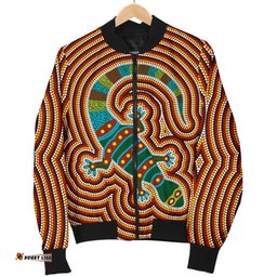 Aboriginal Women's Bomber Jacket, Lizard Dot Painting Patterns