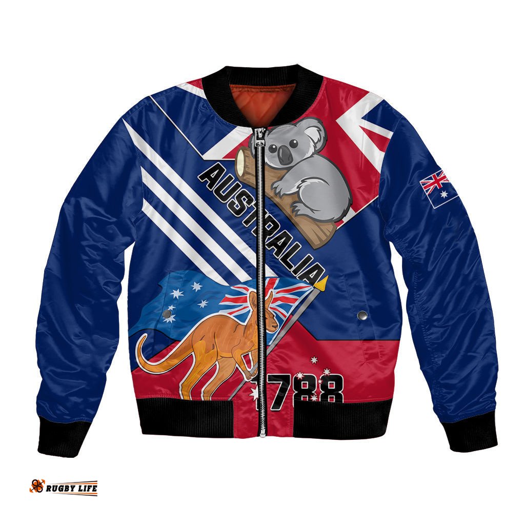 Australia Day Kangaroo and Koala With Flag Bomber Jacket