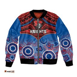 Knights Rugby Bomber Jacket Aboriginal Mix Polynesian Pattern