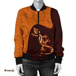 Aboriginal Women's Bomber Jacket - Lizard in Aboriginal Dreaming