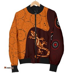 Aboriginal Women's Bomber Jacket - Lizard in Aboriginal Dreaming