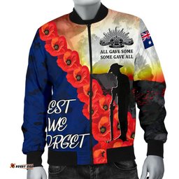 Anzac Lest We Forget Men's Bomber Jacket - All Gave Some, Some Gave All