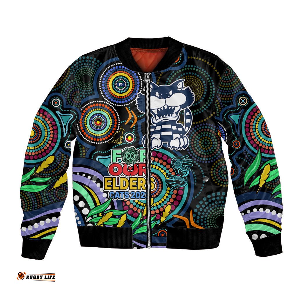 Custom Cats Football Aboriginal Art Bomber Jacket NAIDOC Indigenous Tribal