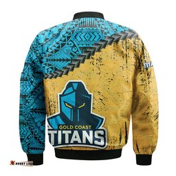 Gold Coast Titans Bomber Jacket Grunge Polynesian Tattoo - NRL