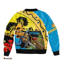 Titans Rugby ANZAC Day Bomber Jacket GLD Mascot Rosemary Starry Night
