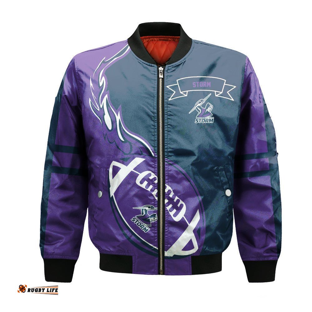 Melbourne Storm Bomber Jacket Flame Ball - NRL
