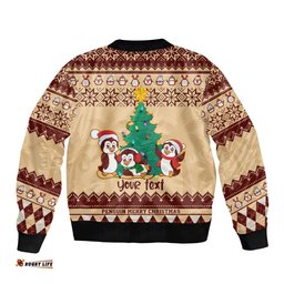 Australia Penguin Christmas Argyle Pattern Personalised Bomber Jacket