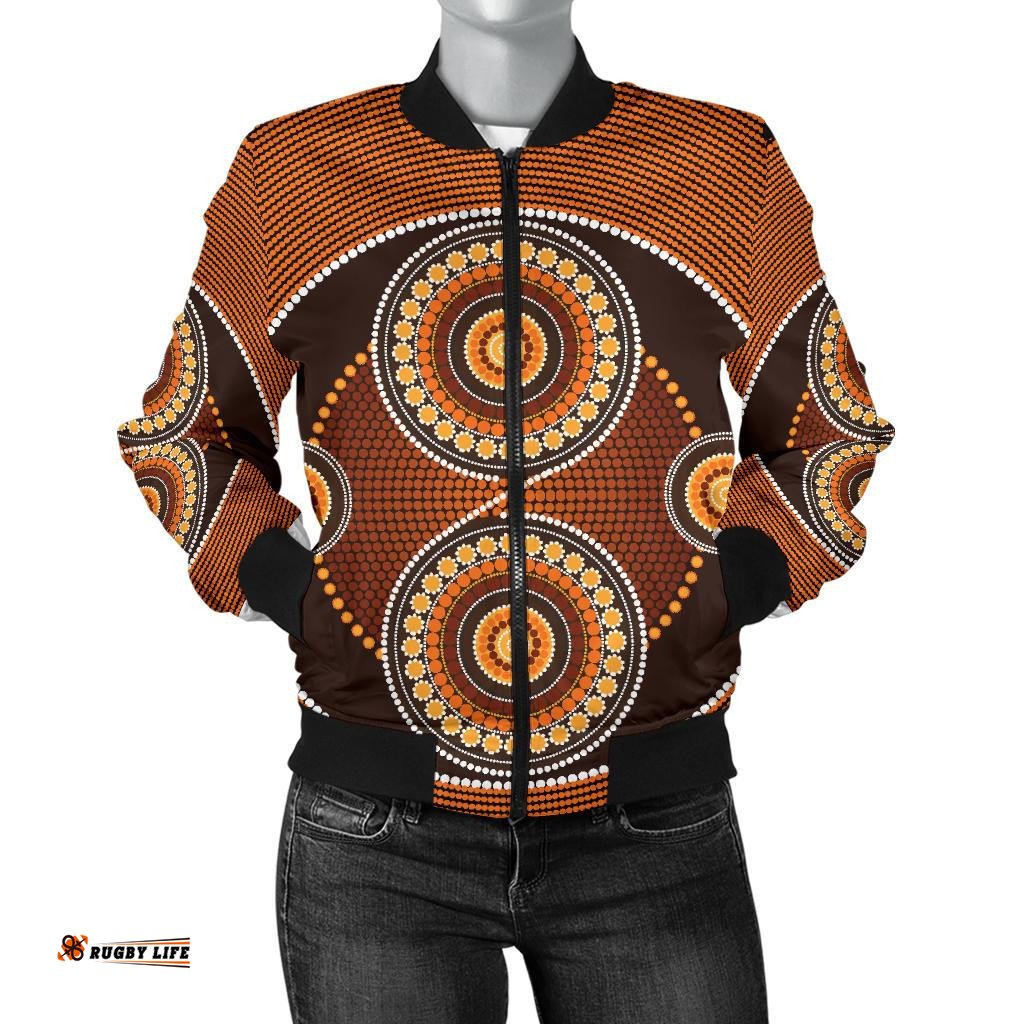 Bomber Jacket - Aboriginal Dot Painting Jacket Ver10 - Women