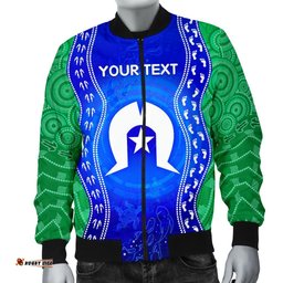 Custom Torres Strait Islanders Men's Bomber Jacket - Torres Symbol With Aboriginal Patterns