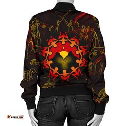 Aboriginal Women's Bomber Jacket - Australia Map and Indigenous Flag