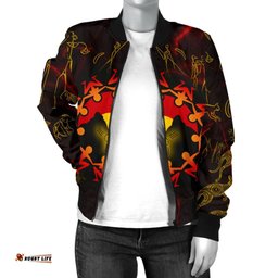 Aboriginal Women's Bomber Jacket - Australia Map and Indigenous Flag