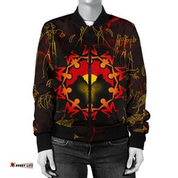 Aboriginal Women's Bomber Jacket - Australia Map and Indigenous Flag