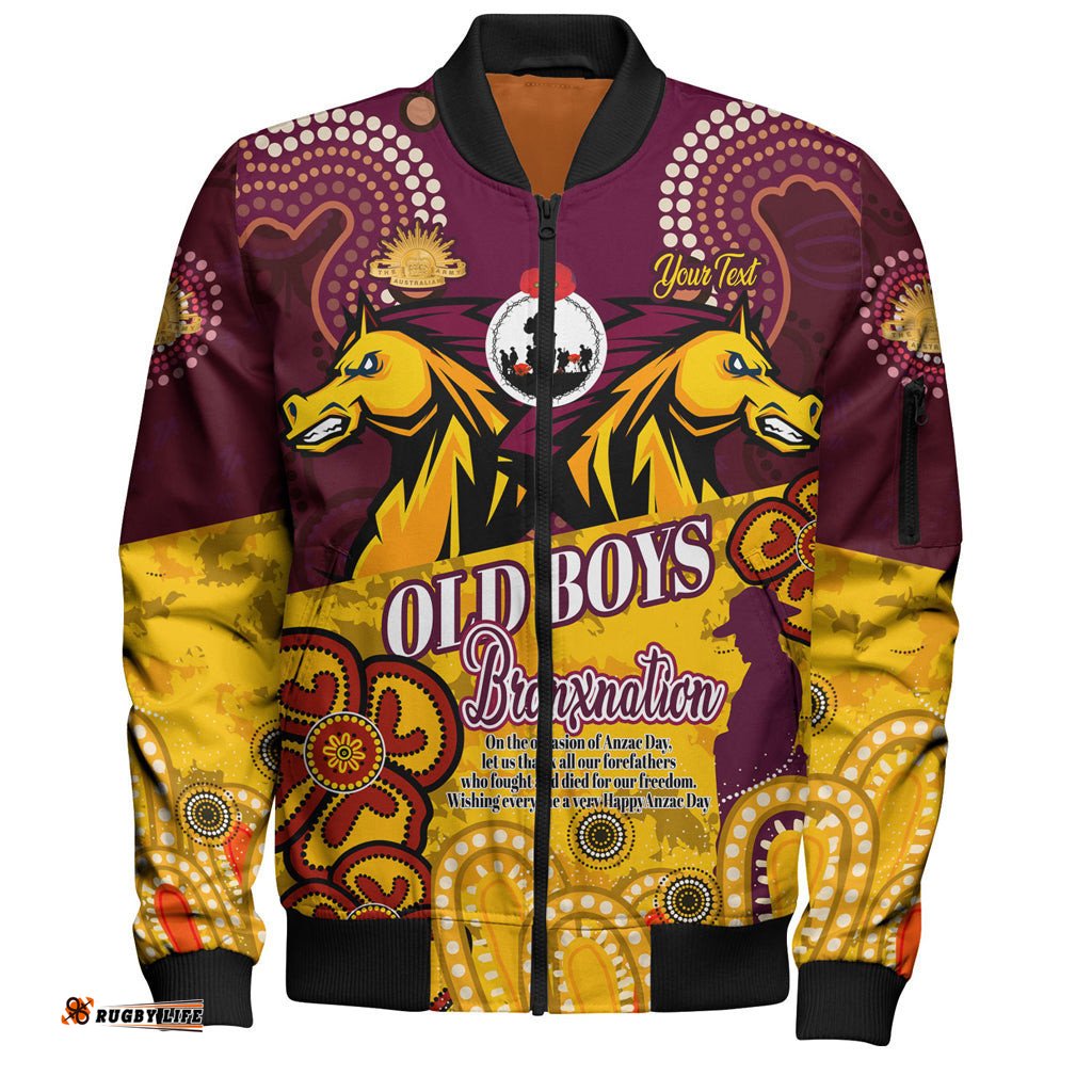 Australia Brisbane Anzac Day Custom Bomber Jacket - Old Boys Bronxnation Bomber Jacket