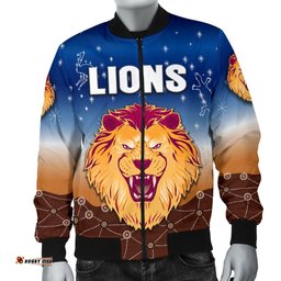 Brisbane Lions Men Bomber Jacket Hoodie Simple Indigenous