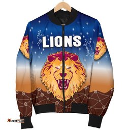Brisbane Lions Men Bomber Jacket Hoodie Simple Indigenous