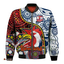 Roosters Rugby Bomber Jacket Easts 1908 Aboriginal Artsy Premiers