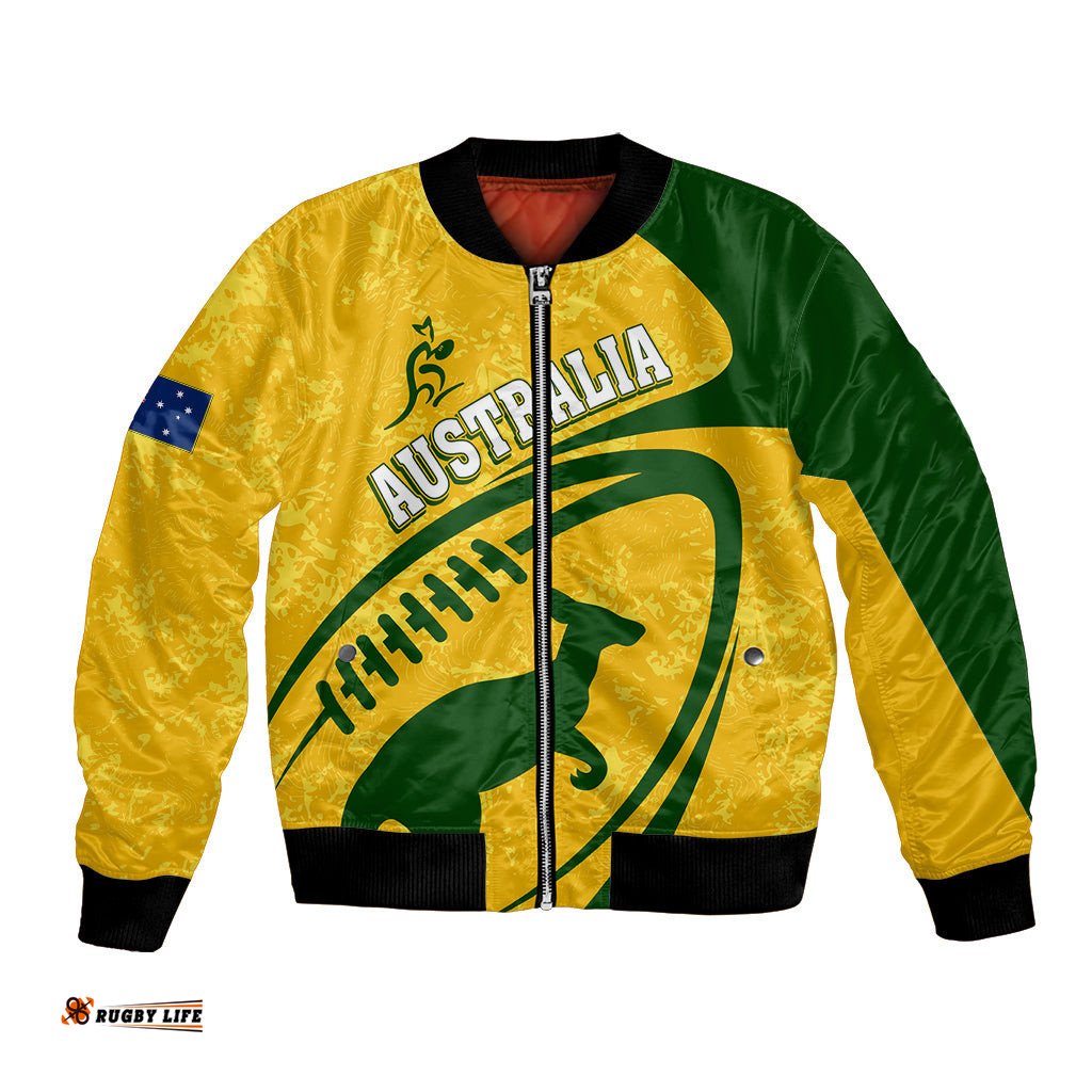 Personalised Aussie Wallabies Bomber Jacket Rugby World Cup Sporty Dynamic