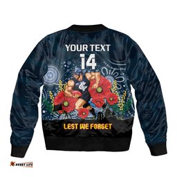 Custom Blues Football ANZAC Bomber Jacket Gallipoli Camouflage With Poppies