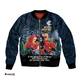 Custom Blues Football ANZAC Bomber Jacket Gallipoli Camouflage With Poppies