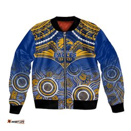 Personalised West Coast Football Bomber Jacket Eagles Aboriginal Mix Polynesian Pattern