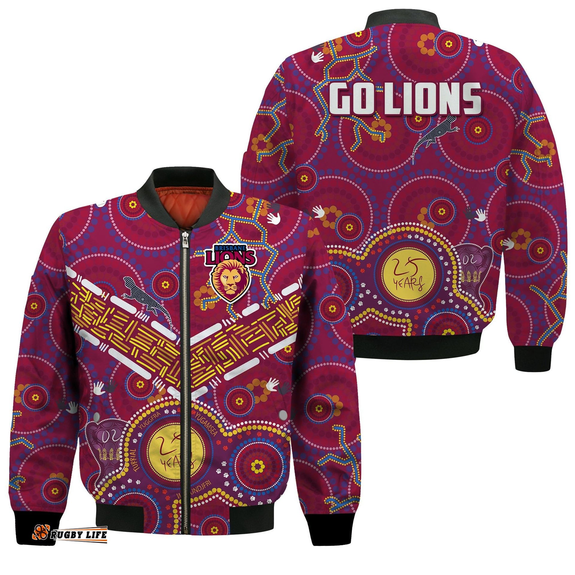 Brisbane Football Bomber Jacket Indigenous Pattern Go Lions Unique Style