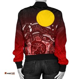 Aboriginal Women's Bomber Jacket - Red Landscape