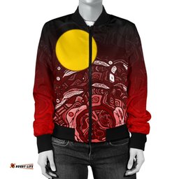 Aboriginal Women's Bomber Jacket - Red Landscape