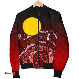 Aboriginal Women's Bomber Jacket - Red Landscape